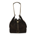 Suede Quilted Medium Chanel 25 Handbag Dark Brown