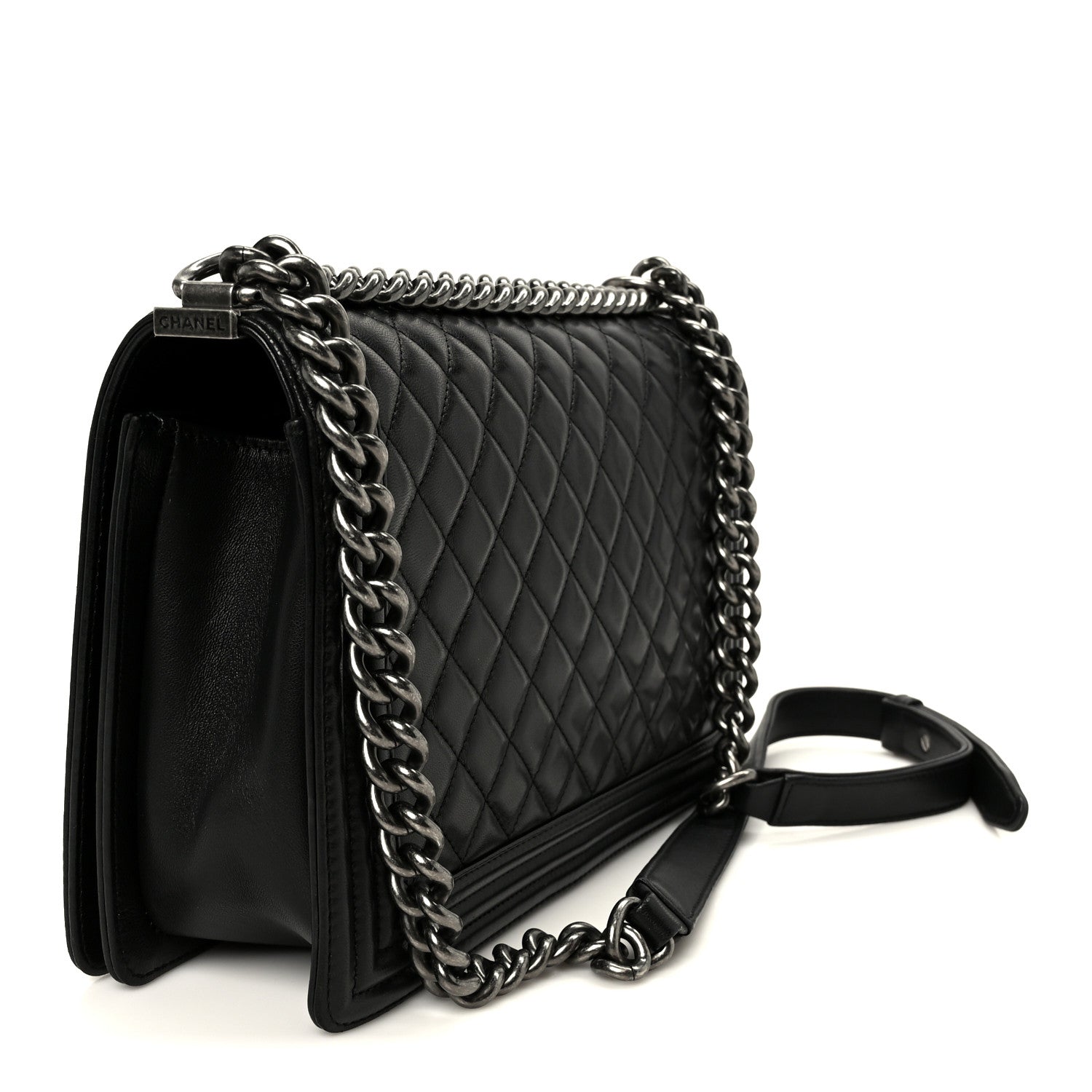 Calfskin Quilted Medium Boy Flap Black