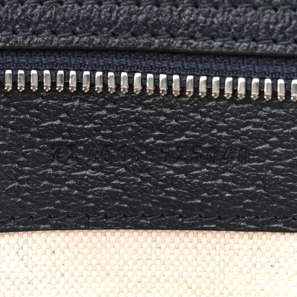 GG Supreme Monogram Textured Dollar Calfskin Large Ophidia Tote Bag Black Blue