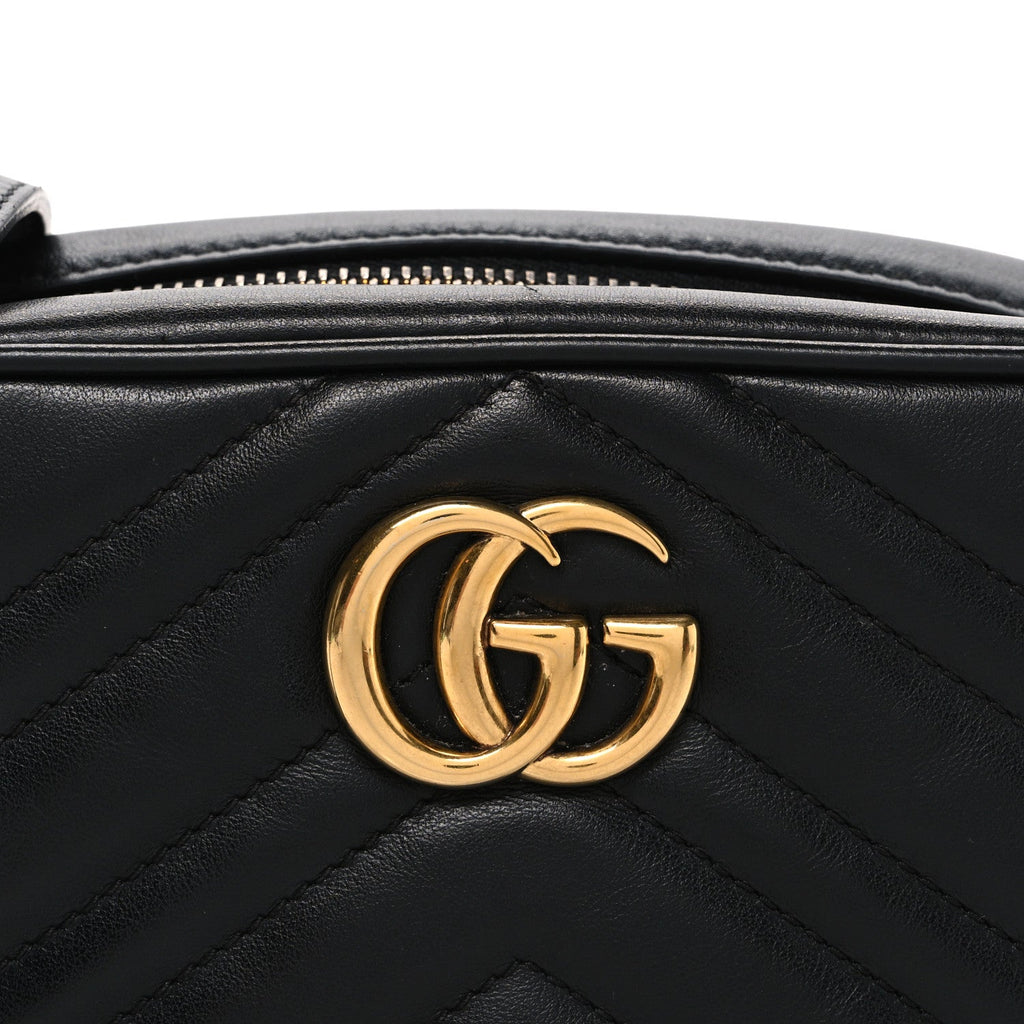 Calfskin Matelasse Mini GG Marmont Chain Shoulder Bag Black
