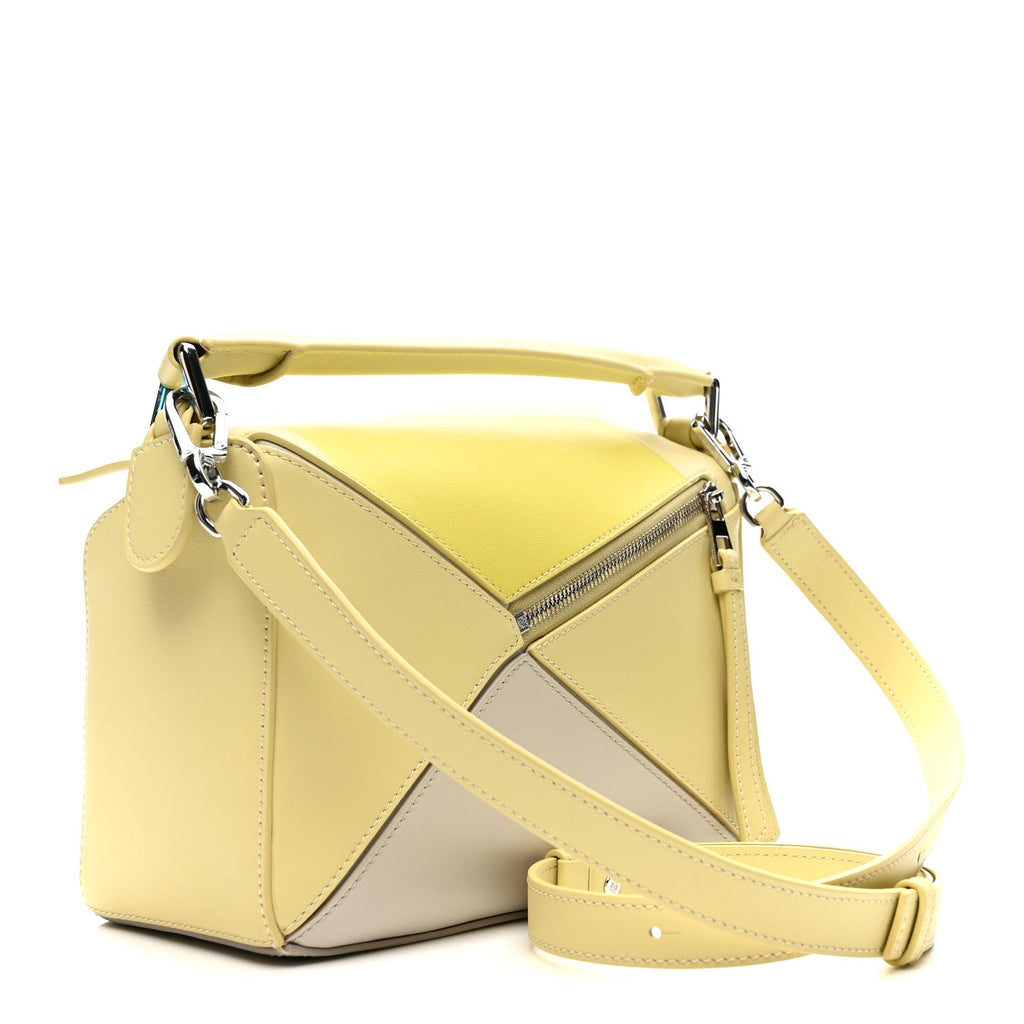 X ALBERS Nappa Calfskin Small Puzzle Bag Pale Grey Light Citrine