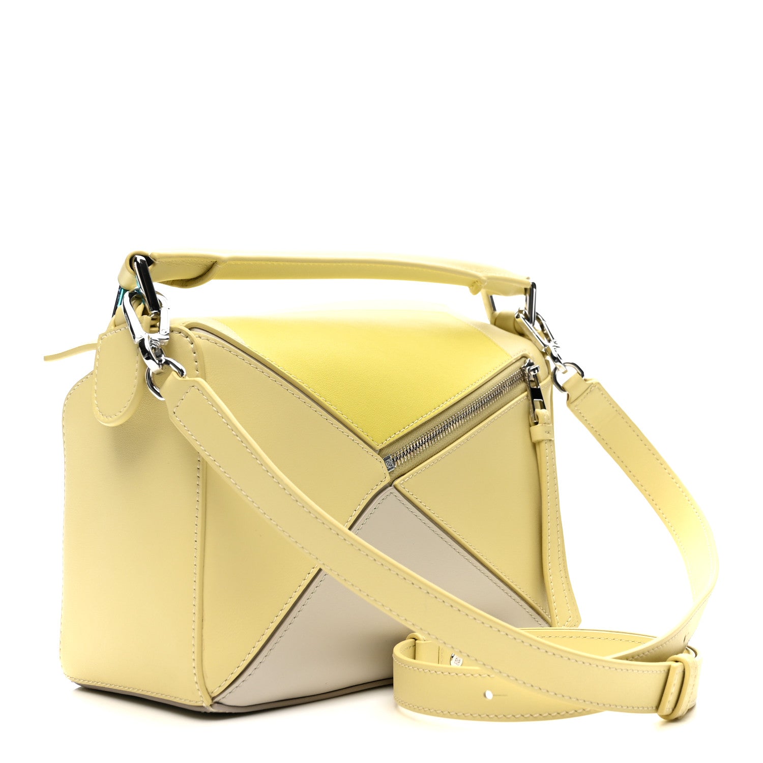 X ALBERS Nappa Calfskin Small Puzzle Bag Pale Grey Light Citrine