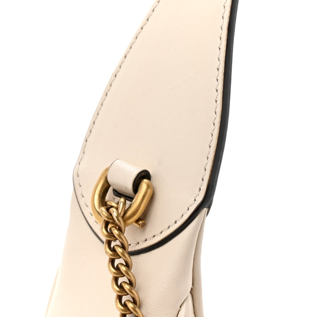 Calfskin Matelasse Chevron Mini GG Marmont Half Moon Hobo Mystic White