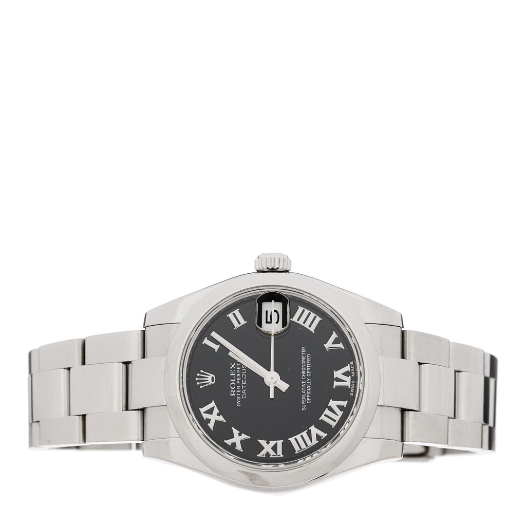 Stainless Steel 31mm Oyster Perpetual Datejust Watch Black Roman 178240