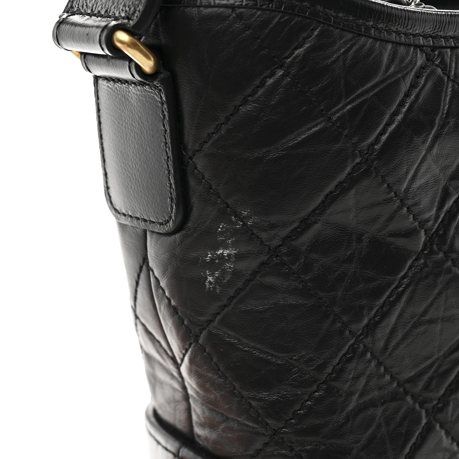 Aged Calfskin Quilted New Medium Gabrielle Hobo Black
