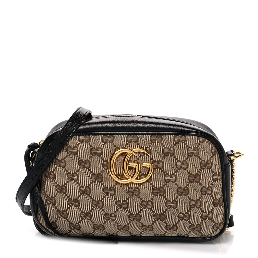 Monogram Matelasse Diagonal Small GG Marmont Chain Shoulder Bag Beige Black