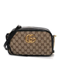 Monogram Matelasse Diagonal Small GG Marmont Chain Shoulder Bag Beige Black