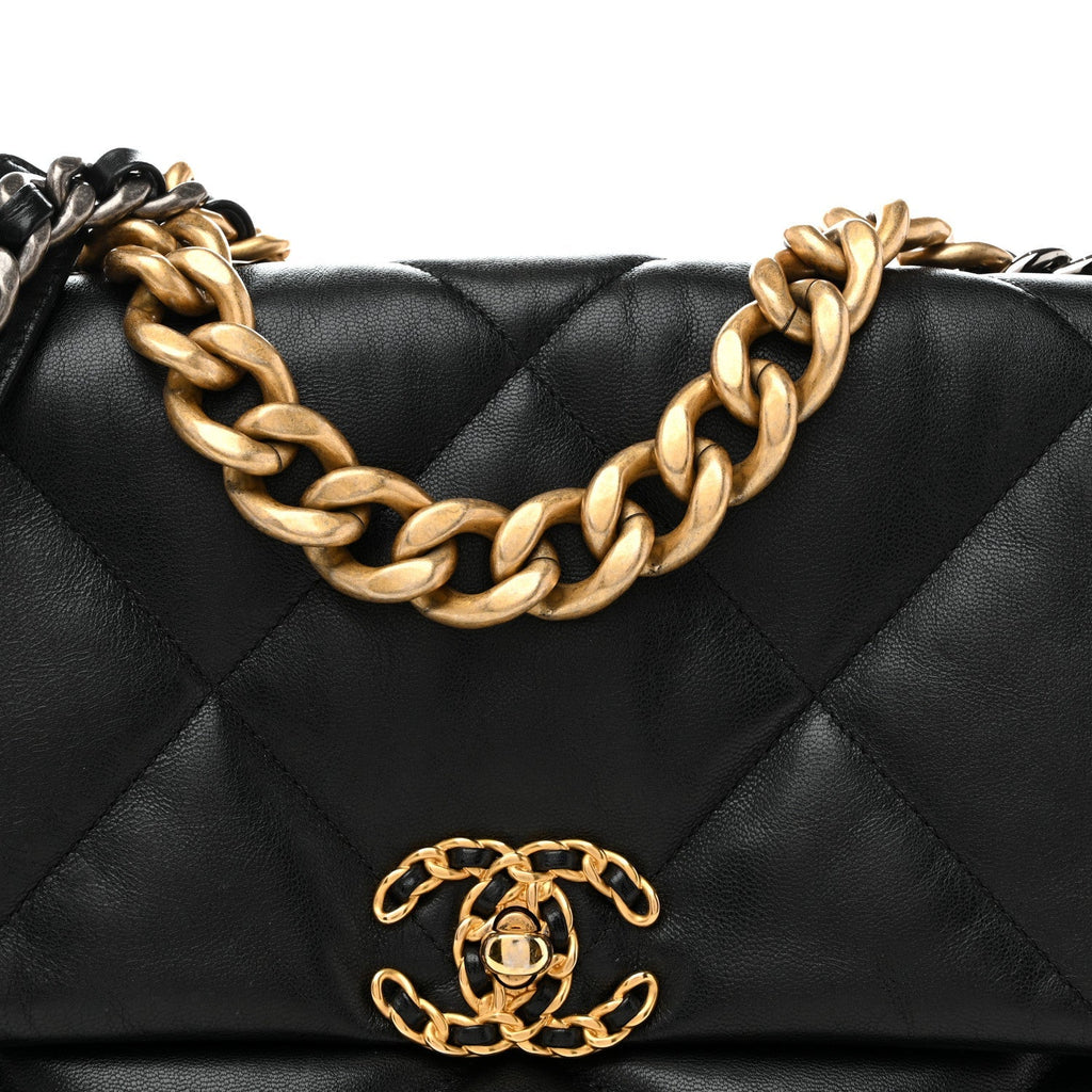 Lambskin Quilted Large Chanel 19 Flap Black