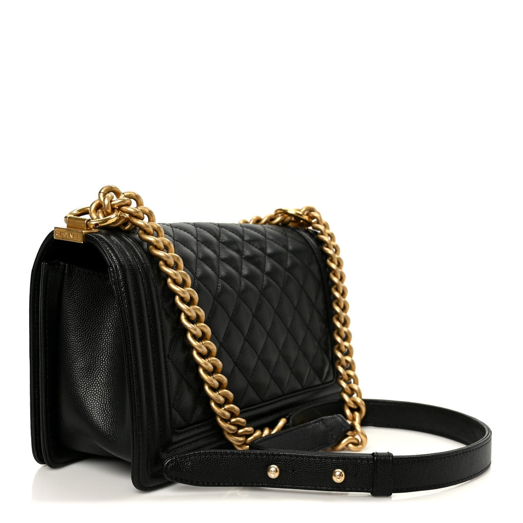 Caviar Quilted Medium Boy Flap Black