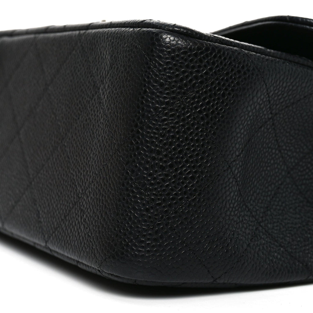 Caviar Quilted Jumbo Double Flap Black