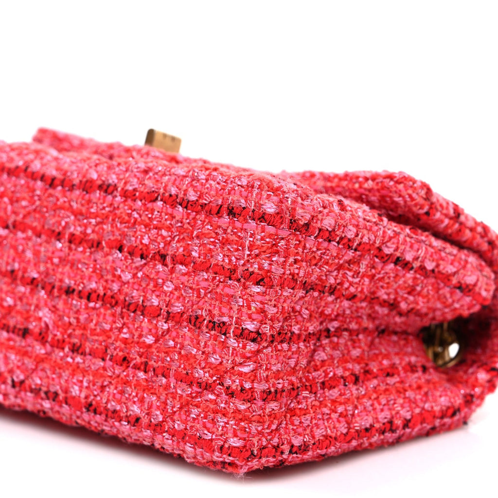 Tweed Quilted Mini 2.55 Reissue Flap Red Ecru Black