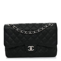 Caviar Quilted Jumbo Double Flap Black