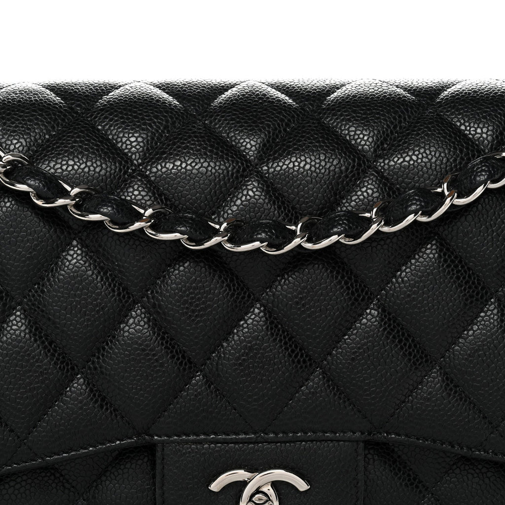 Caviar Quilted Jumbo Double Flap Black
