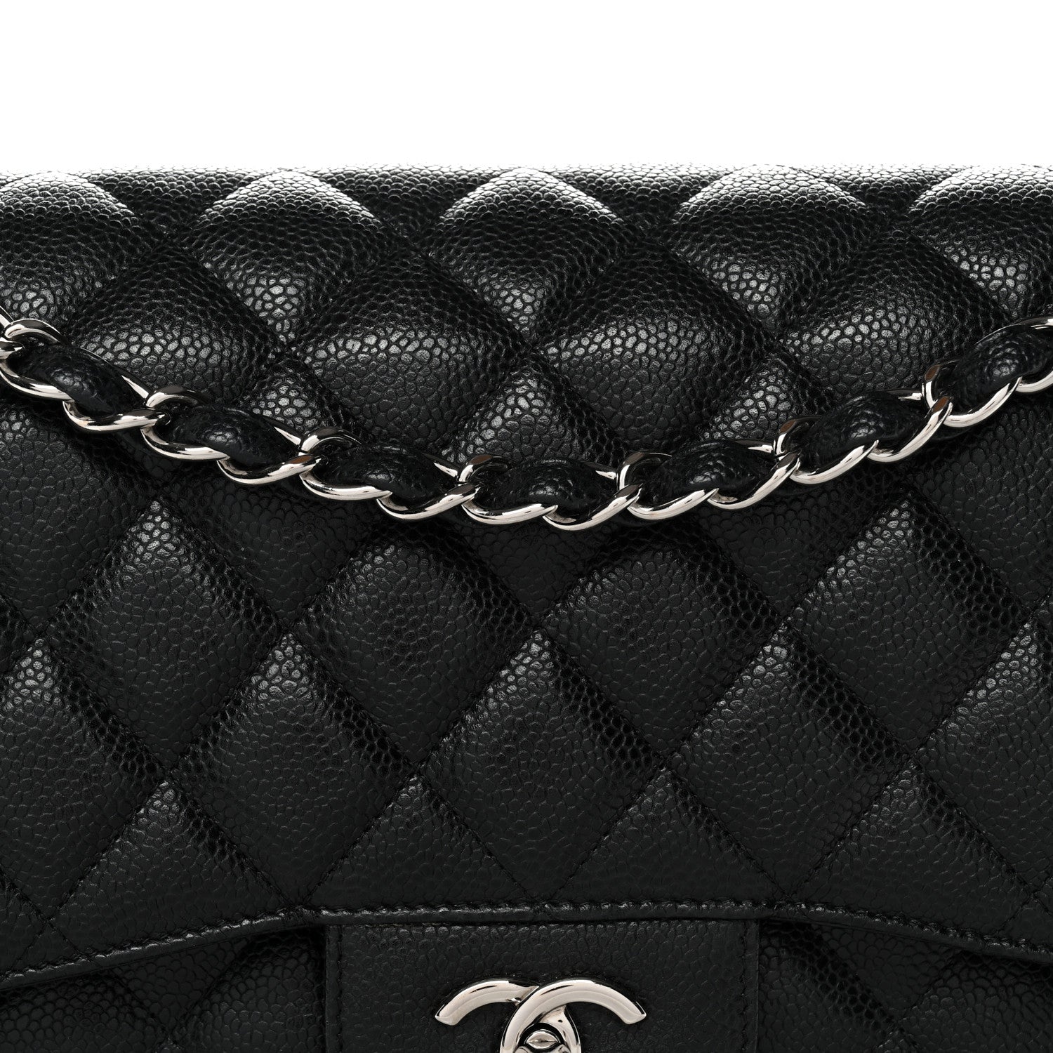 Caviar Quilted Jumbo Double Flap Black