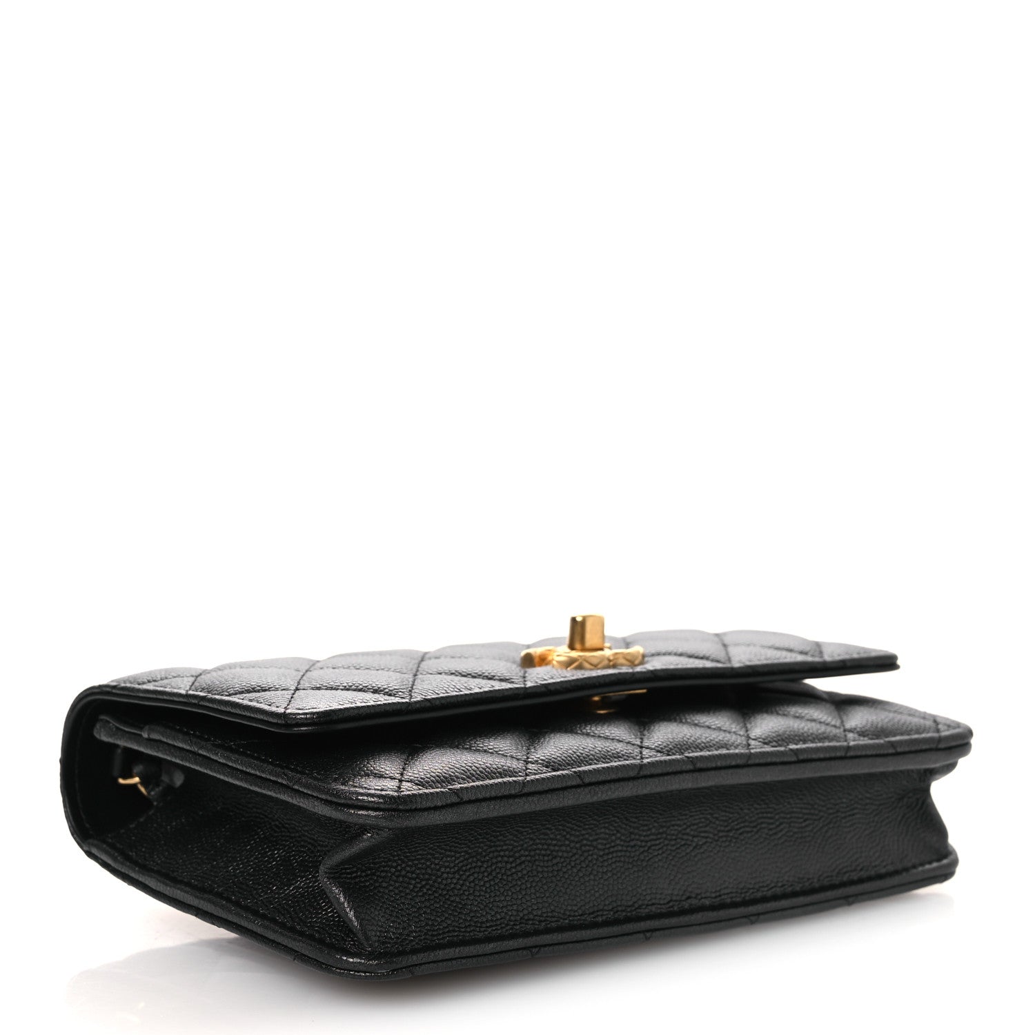 Pearly Caviar Quilted Fit For You Wallet On Chain WOC Black