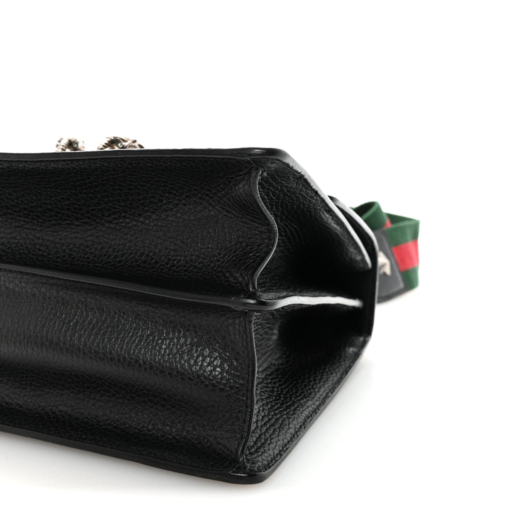 Dollar Calfskin Crystal Web Medium Dionysus Bamboo Top Handle Bag Black Black Diamond