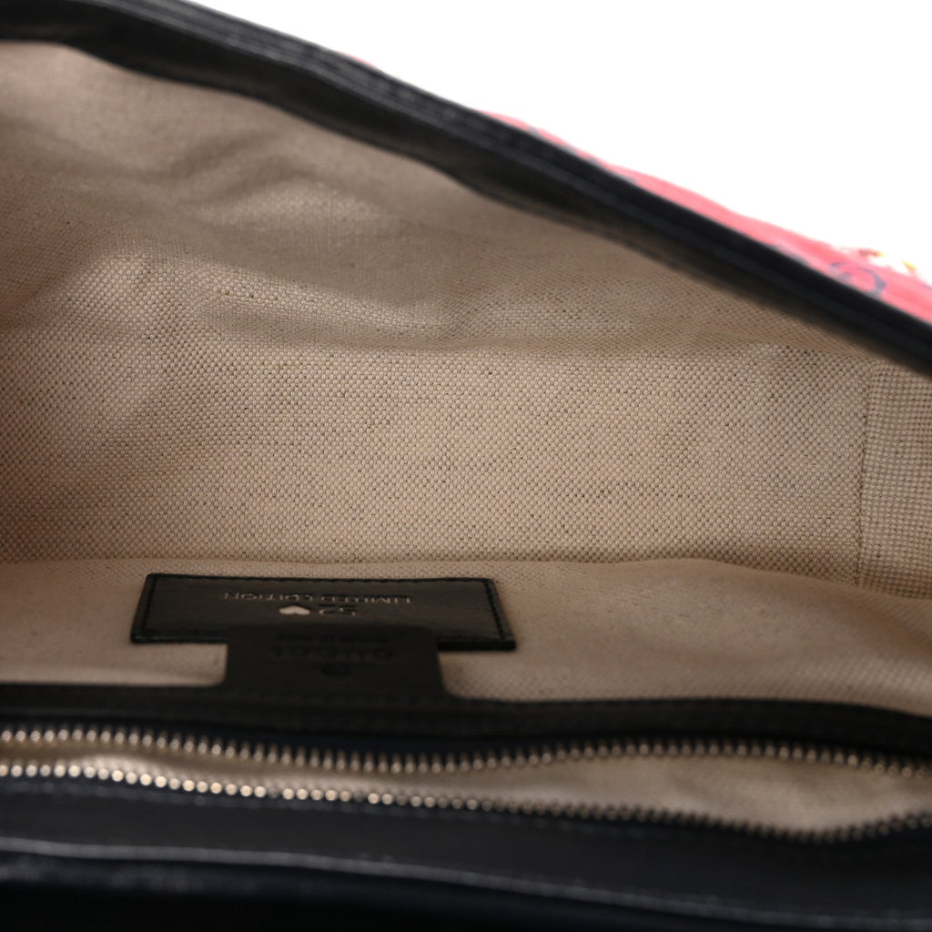 Monogram Multicolor Matelasse Diagonal Floral Embroidered Super Mini GG Marmont Shoulder Bag Red Blue Multicolor