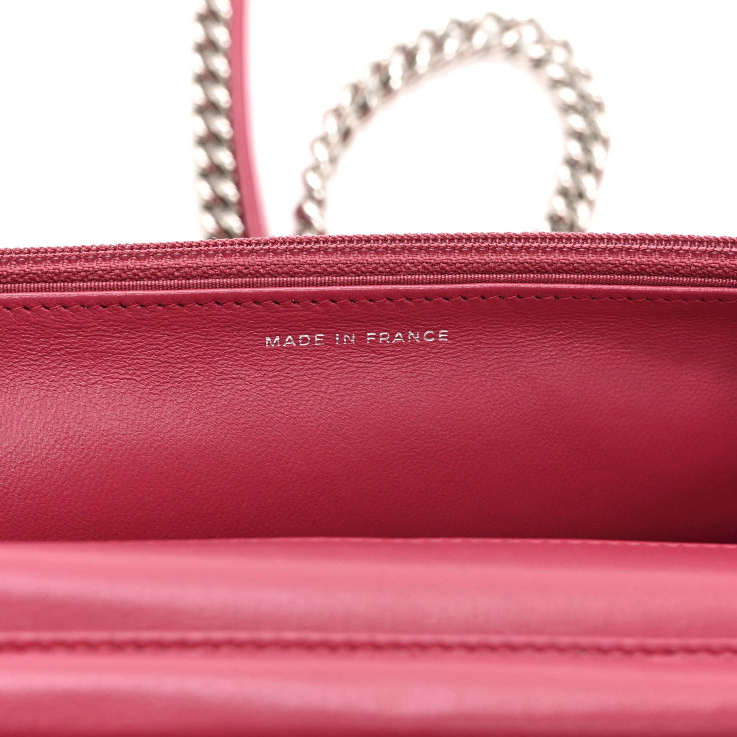 Lambskin Quilted Boy Wallet On Chain WOC Dark Fuchsia