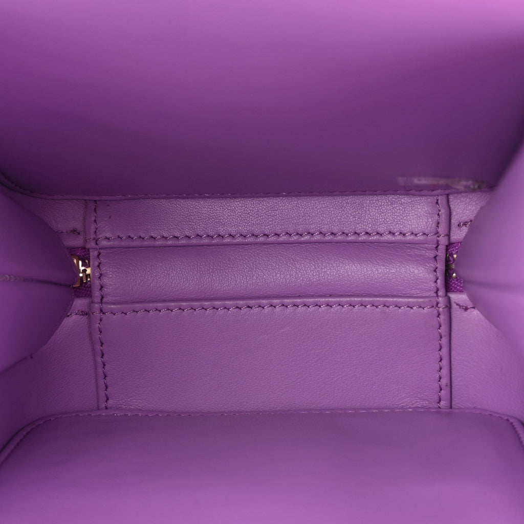 Caviar Quilted CC North South Filigree Vanity Case Purple