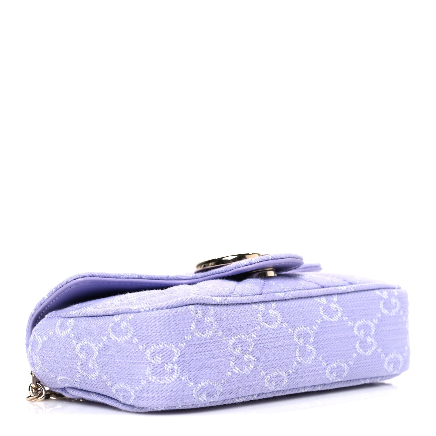 Denim GG Monogram Mini GG Marmont Shoulder Bag Light Purple