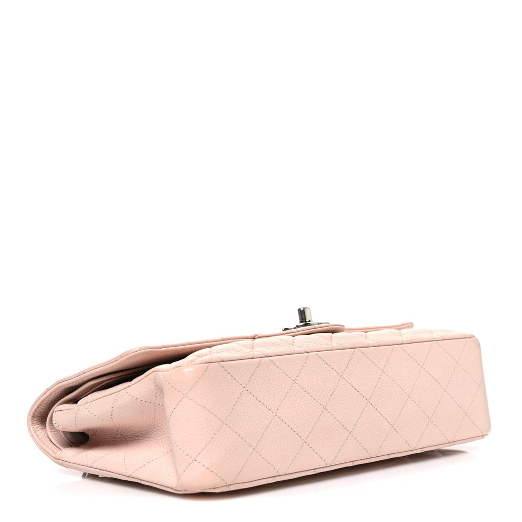 Caviar Quilted Medium Double Flap Light Pink