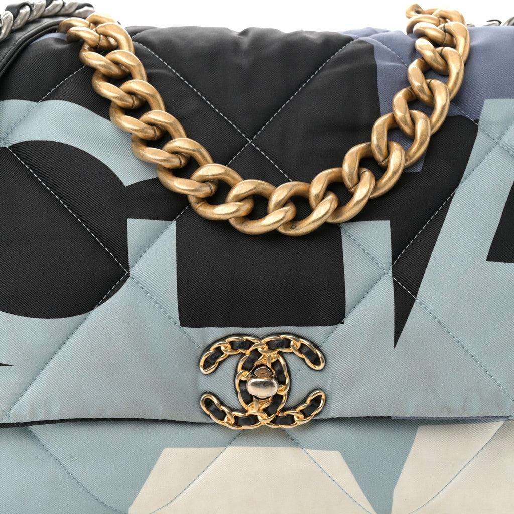 Silk Maxi Scarf Chanel 19 Flap Black Blue White