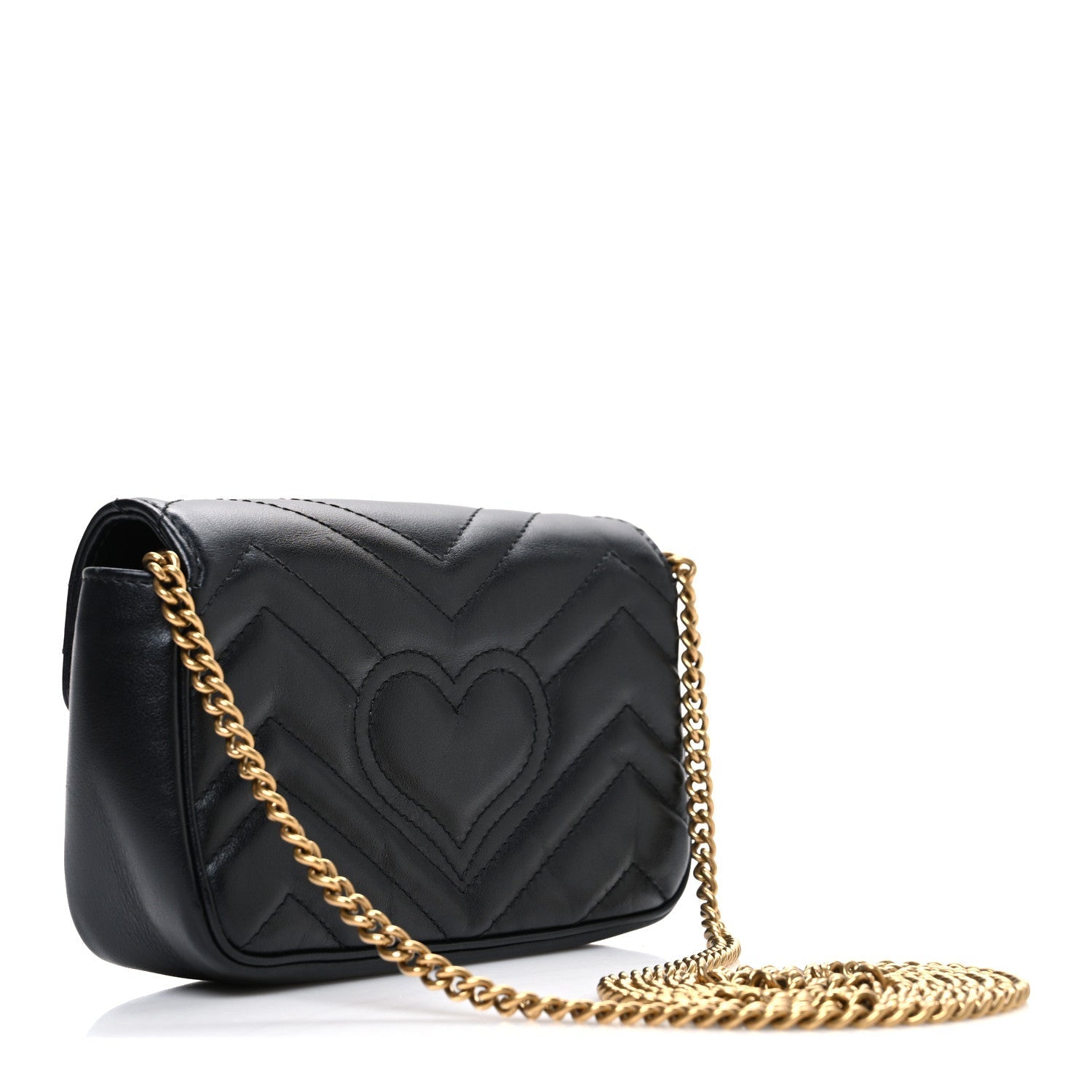 Calfskin Matelasse Super Mini GG Marmont Shoulder Bag Black
