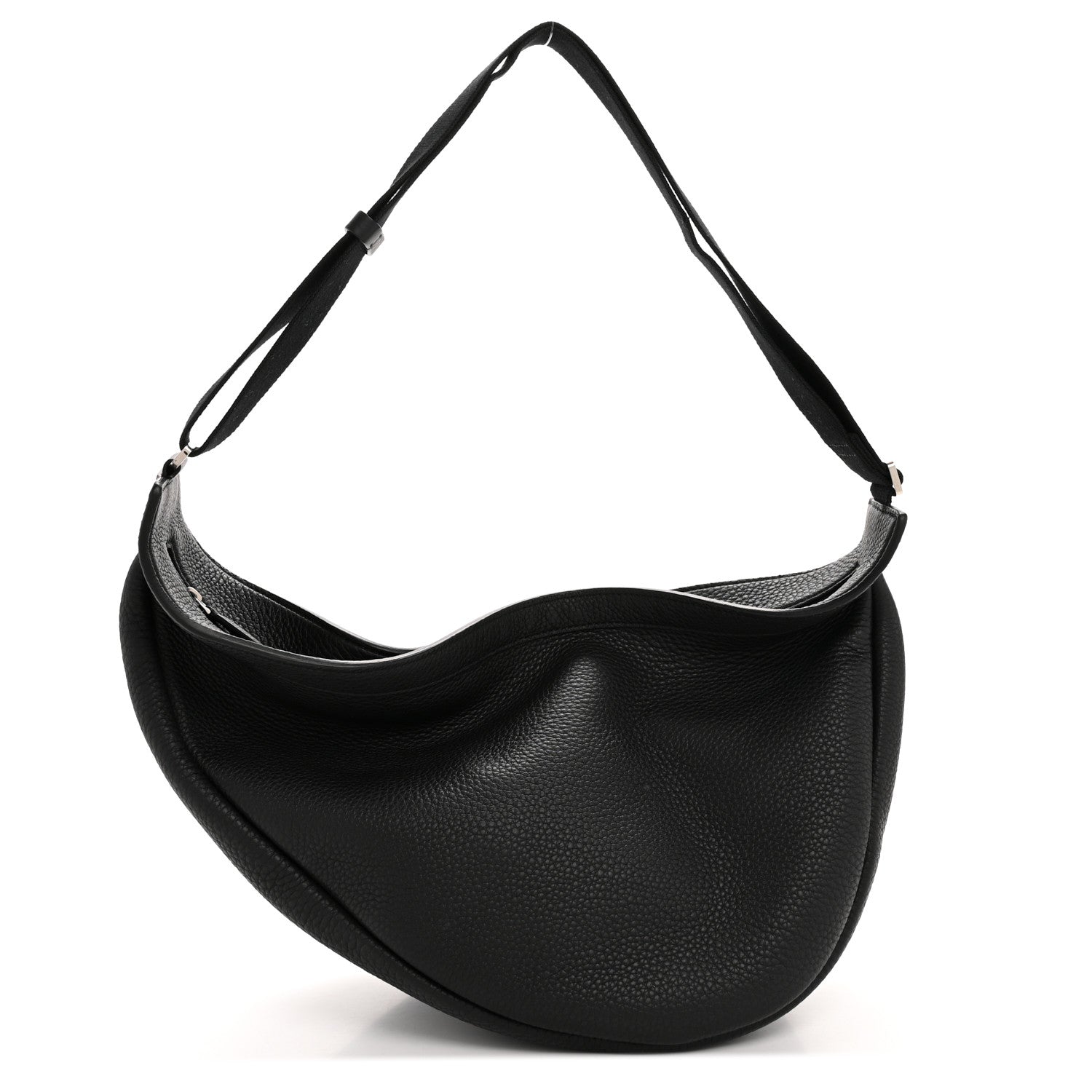 Grained Calfskin Large Slouchy Banana Bag Black