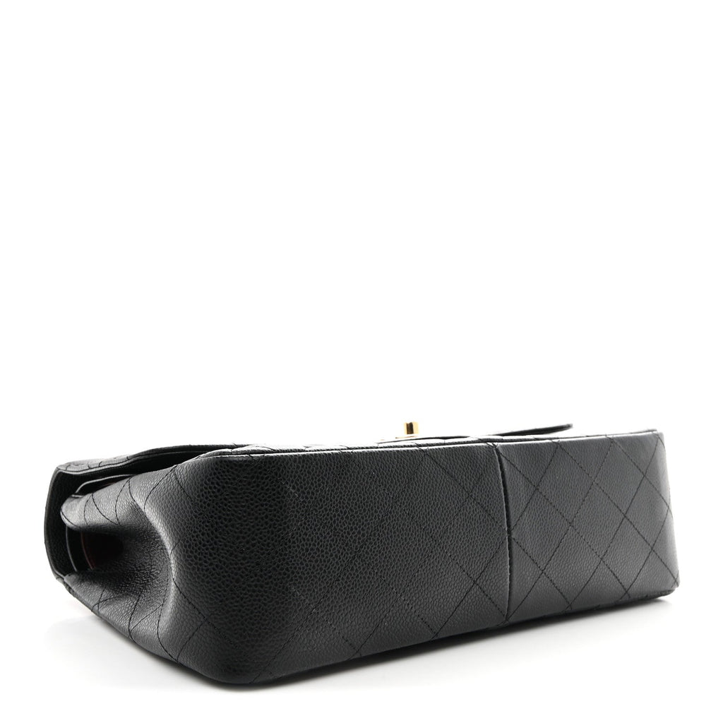 Caviar Quilted Jumbo Double Flap Black