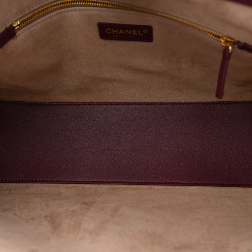Calfskin Archetype Small Shopping Tote Dark Burgundy