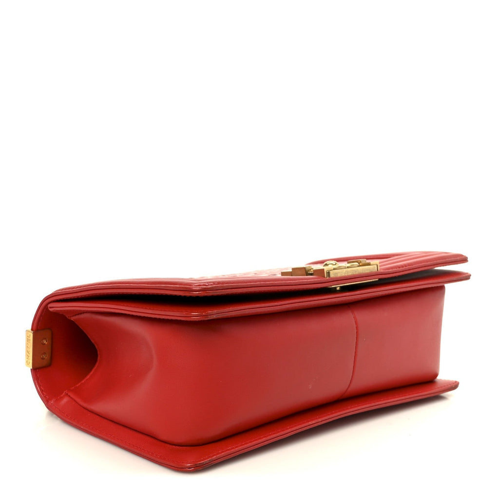 Snakeskin Medium Boy Flap Red