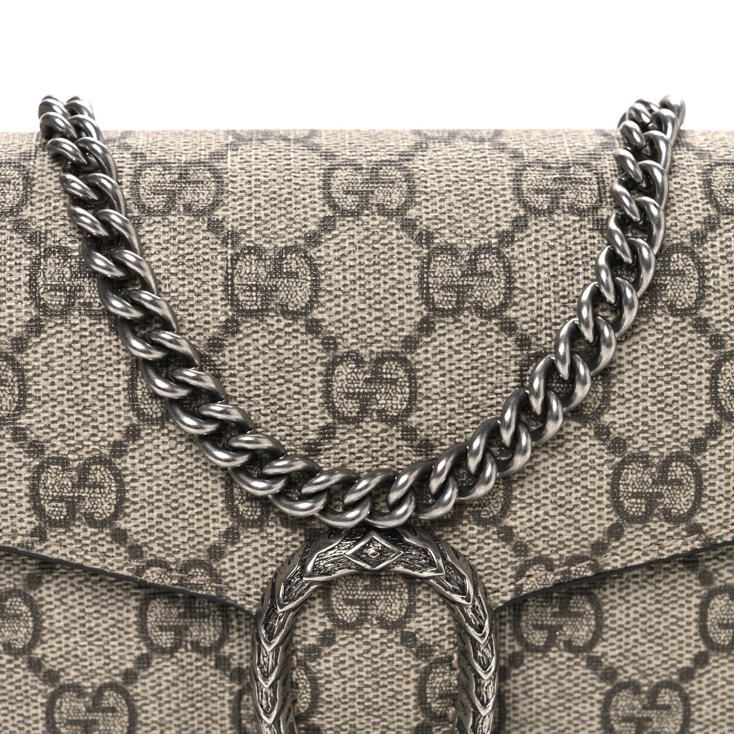 GG Supreme Monogram Mini Dionysus Chain Wallet Beige Taupe