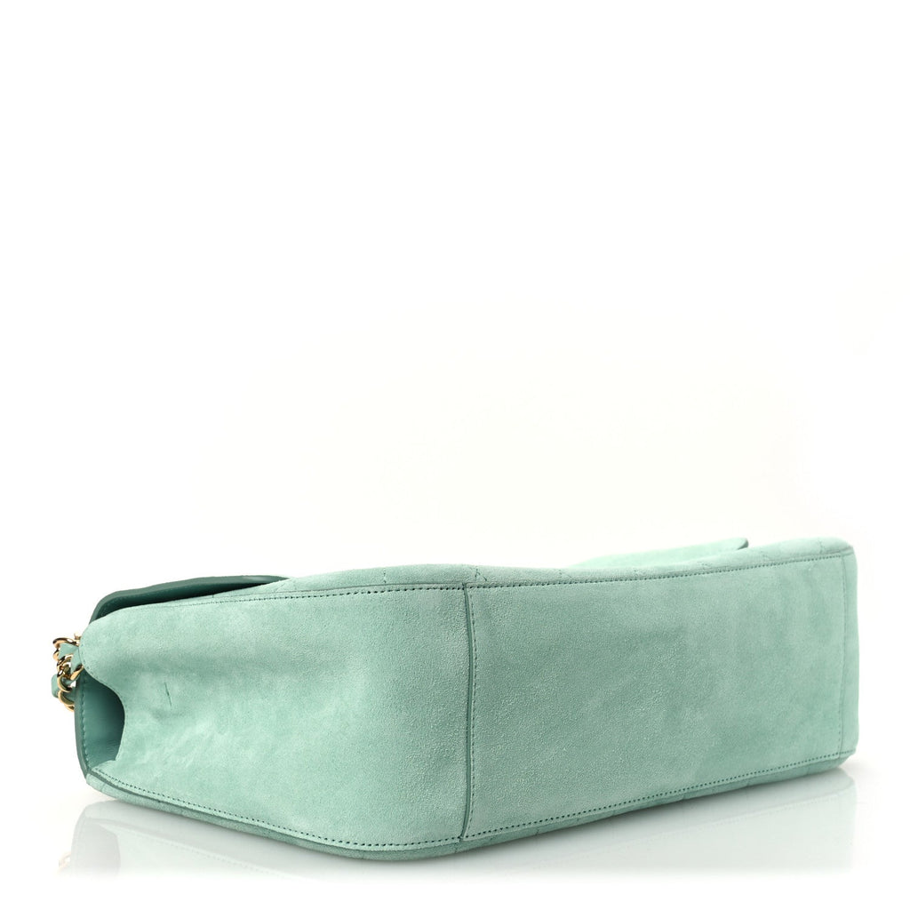 Suede Calfskin Small Souplissimo Maxi Flap Green