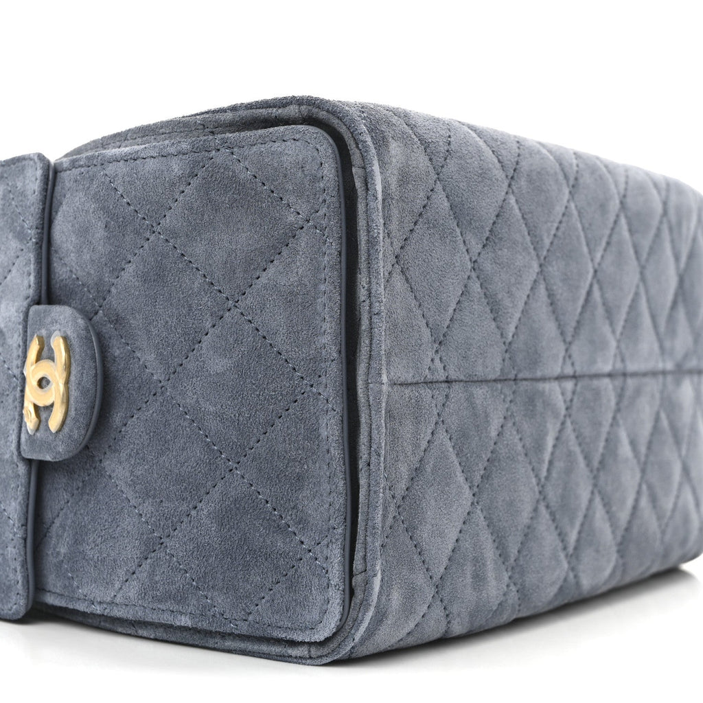 Suede Quilted Small Chanel 25 Handbag Blue