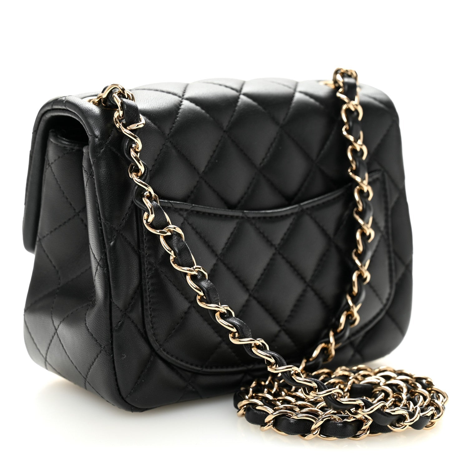 Lambskin Quilted Mini Square Flap Black