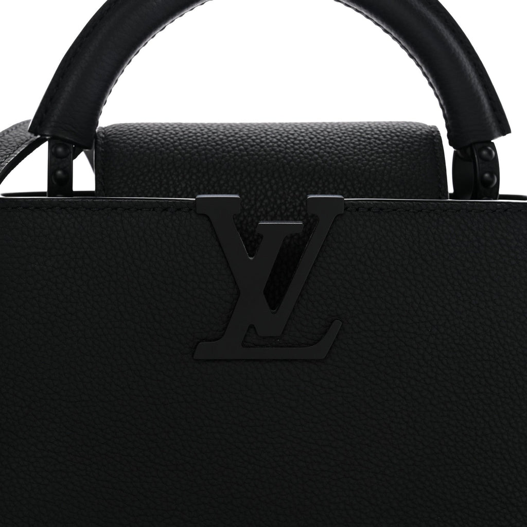 Matte Taurillon Capucines East West Mini All Black