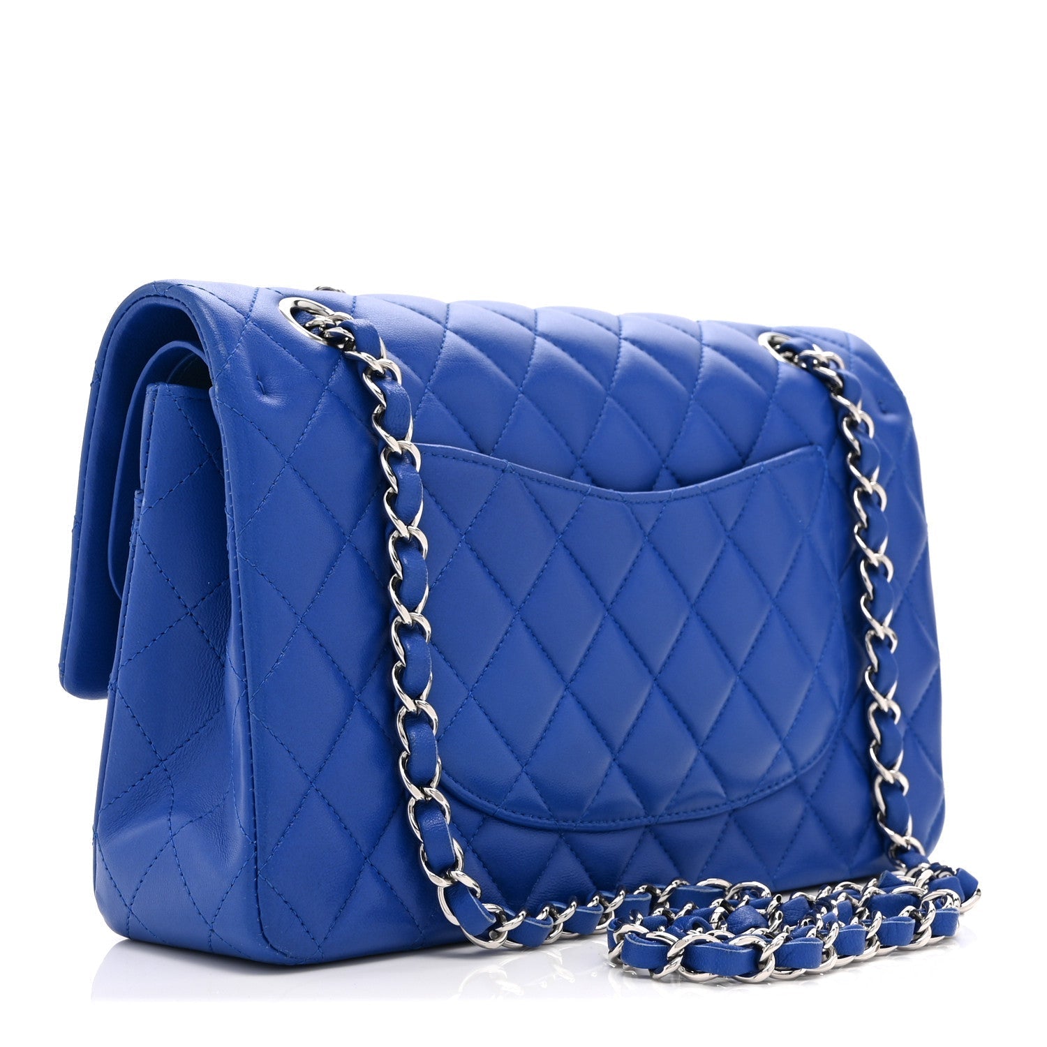 Lambskin Quilted Medium Double Flap Blue