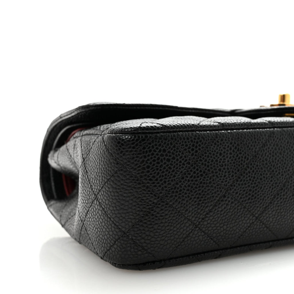 Caviar Quilted Medium Double Flap Black