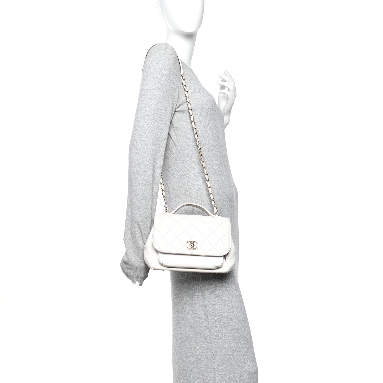 Caviar Quilted Medium Business Affinity Flap White