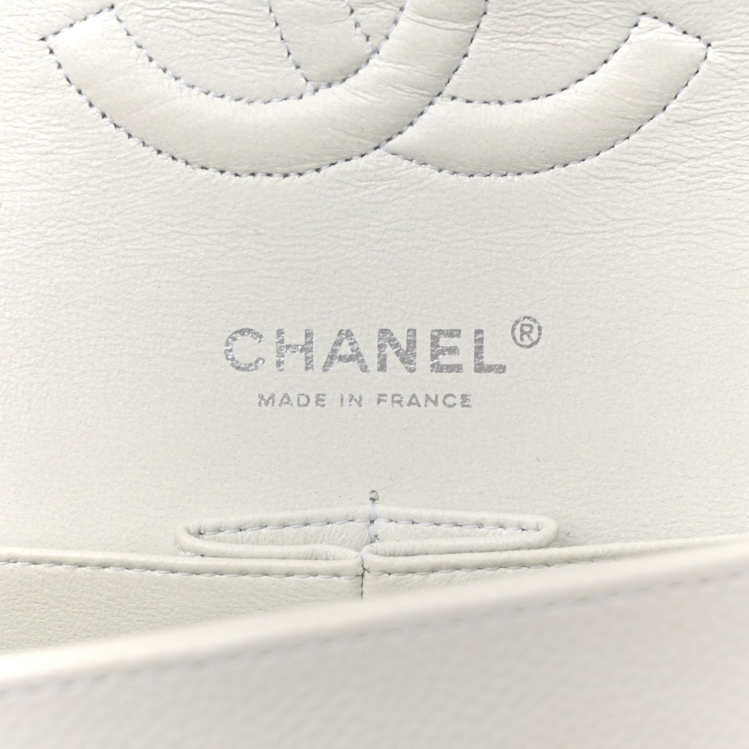 Caviar Quilted Medium Double Flap White