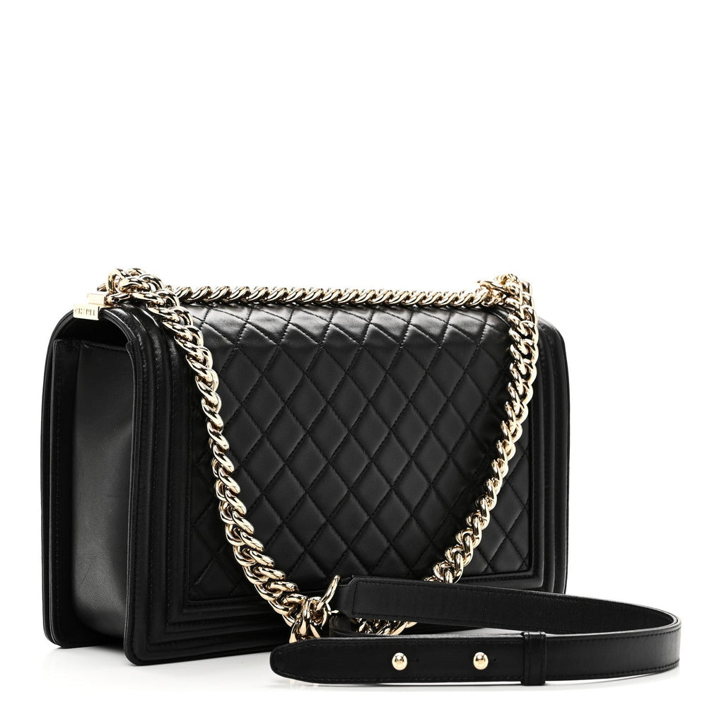 Lambskin Quilted New Medium Boy Flap Black