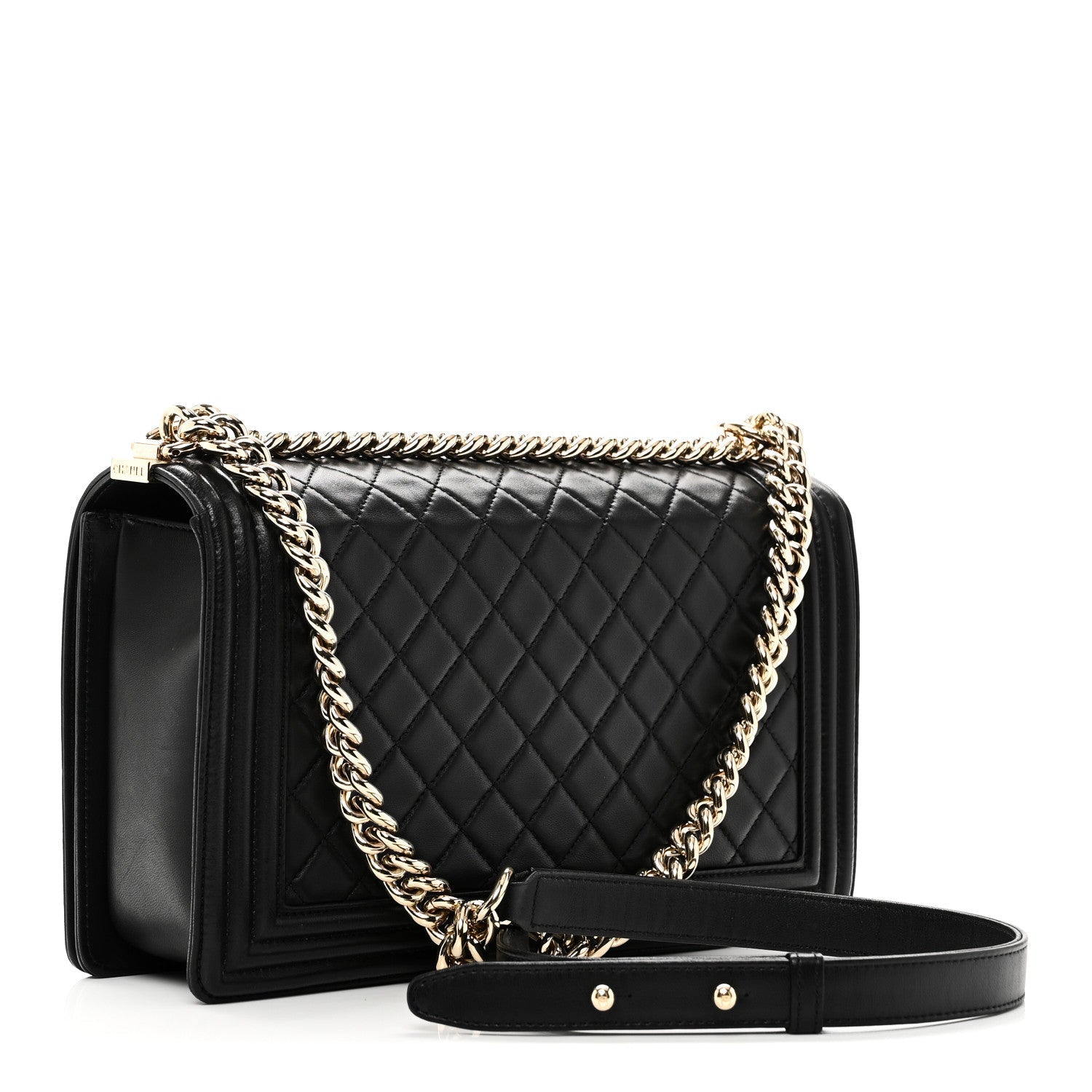Lambskin Quilted New Medium Boy Flap Black