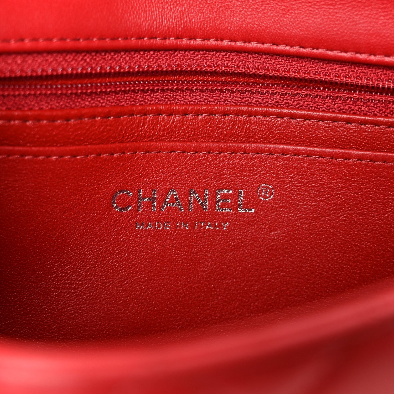 Lambskin Quilted Mini Rectangular Flap Dark Red