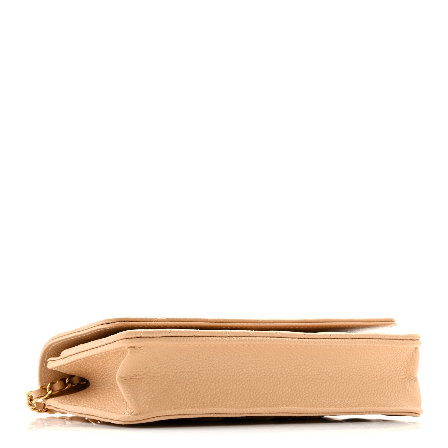 Caviar Quilted Wallet on Chain WOC Beige