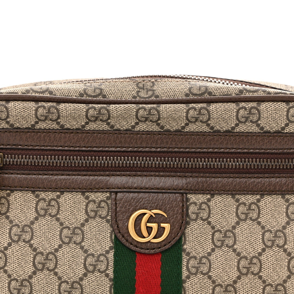 Soft GG Supreme Monogram Medium Ophidia Belt Bag Dark Brown