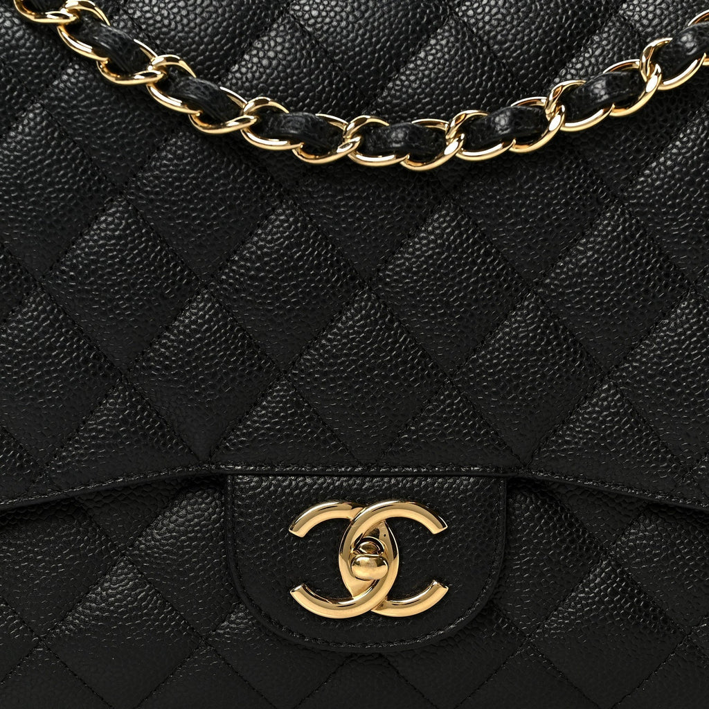 Caviar Quilted Maxi Double Flap Black