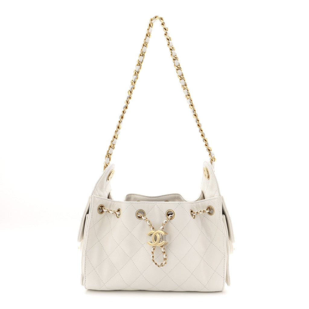 Caviar Quilted Mini Chanel 25 Handbag White