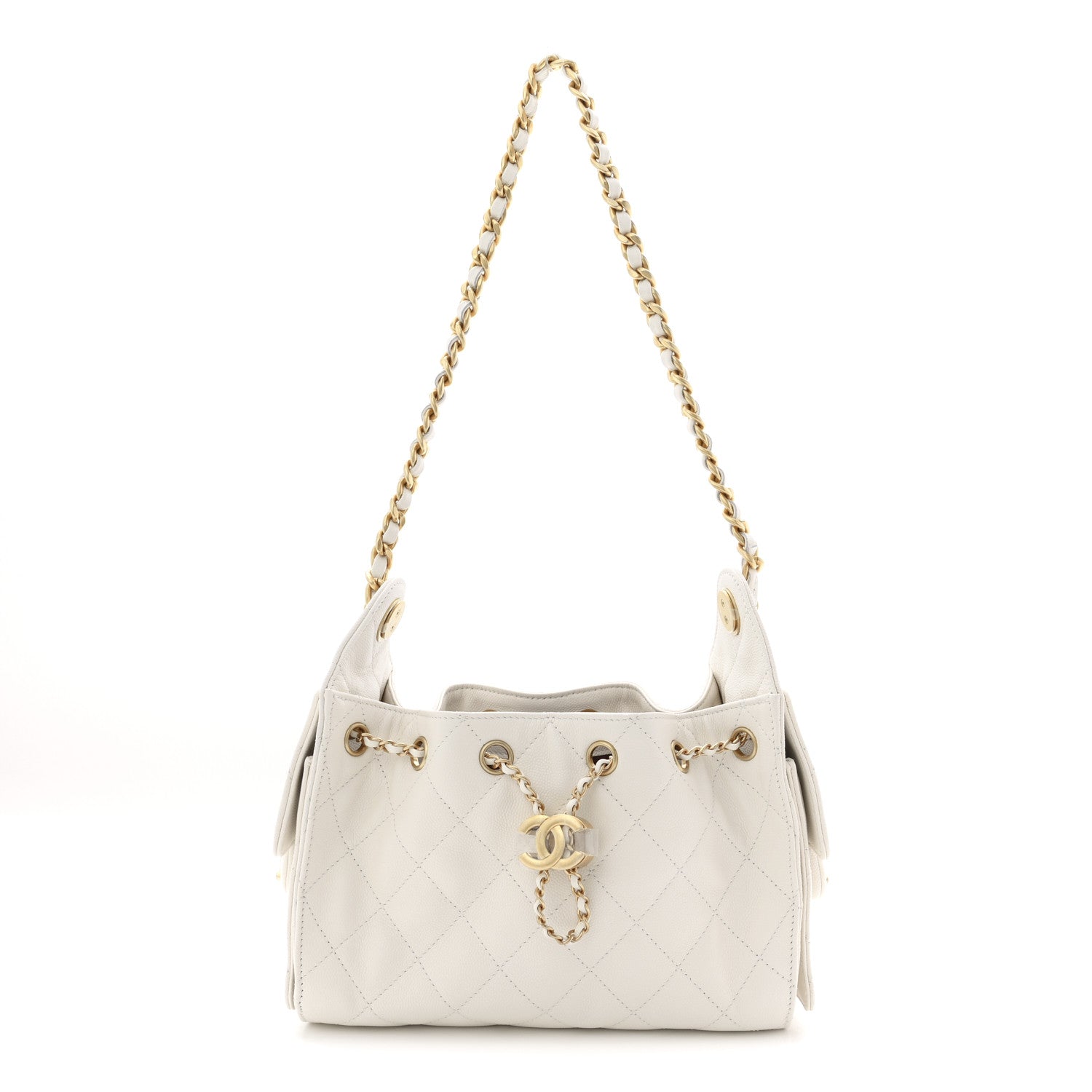 Caviar Quilted Mini Chanel 25 Handbag White
