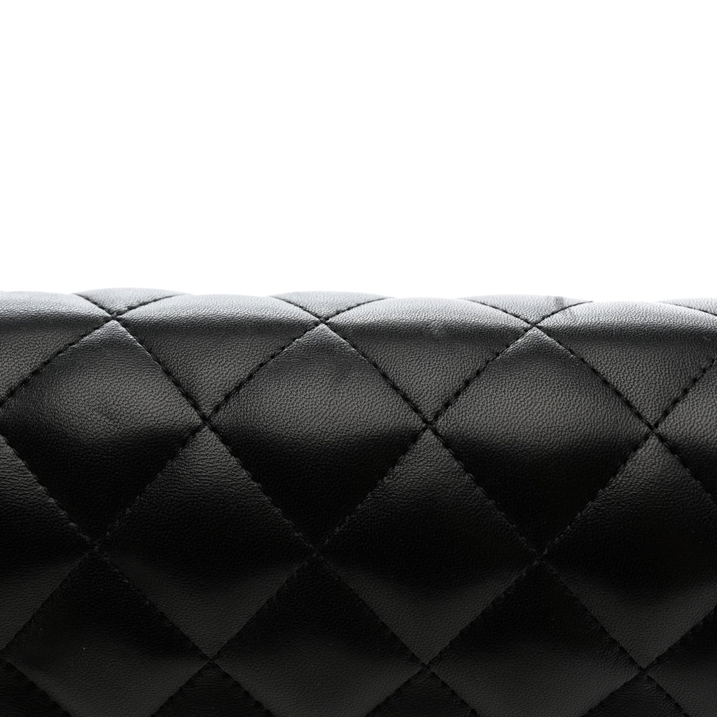 Lambskin Quilted Jumbo Double Flap Black