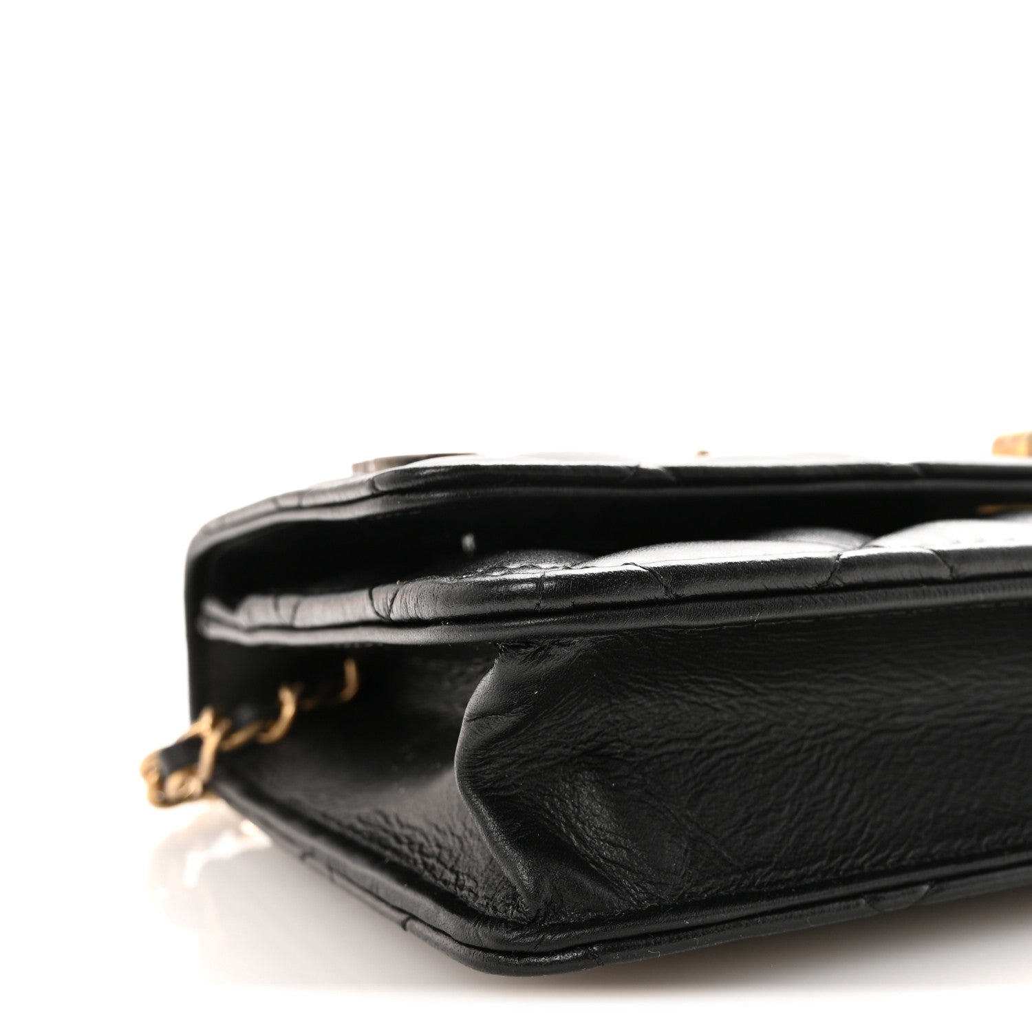 Lambskin Quilted Lucky Charms 2.55 Reissue Wallet On Chain WOC Black